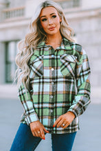 Load image into Gallery viewer, Plaid Pocketed Button Down Shacket