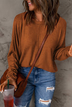 Load image into Gallery viewer, Seam Detail Round Neck Long Sleeve Top