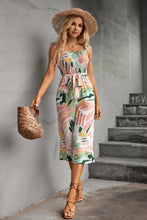 Load image into Gallery viewer, Printed Ruffle Strap Smocked Belted Jumpsuit