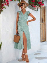 Load image into Gallery viewer, Printed Tied Flutter Sleeve Dress