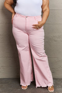Raelene Full Size High Waist Wide Leg Jeans in Light Pink