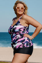 Load image into Gallery viewer, Plus Size Camouflage Peplum Two-Piece Tankini Set