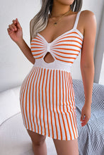 Load image into Gallery viewer, Striped Cutout Spaghetti Strap Knit Dress