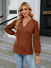 Load image into Gallery viewer, Notched Neck Long Sleeve Blouse