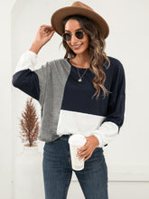 Load image into Gallery viewer, Three-Tone Color Block Dropped Shoulder Long Sleeve Tee