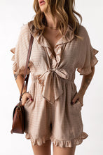 Load image into Gallery viewer, Striped Tie Detail Ruffled Romper with Pockets
