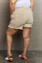 Load image into Gallery viewer, Katie Full Size High Waisted Distressed Shorts in Sand