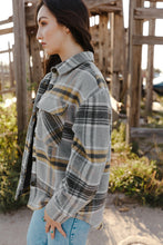 Load image into Gallery viewer, Plaid Button Front Curved Hem Shacket with Pockets