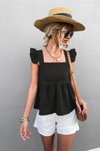 Load image into Gallery viewer, Flutter Sleeve Square Neck Peplum Top