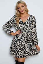 Load image into Gallery viewer, Leopard V-Neck Balloon Sleeve Dress