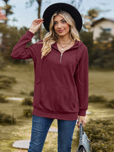 Load image into Gallery viewer, Cable-Knit Zip-Up Hooded Blouse