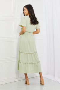 Sweet Talk Kimono Sleeve Maxi Dress in Honeydew