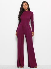 Load image into Gallery viewer, Long Sleeve Mock Neck Wide Leg Jumpsuit