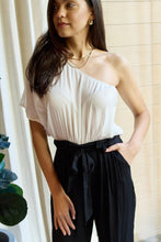 Load image into Gallery viewer, Marvelous in Manhattan One-Shoulder Jumpsuit in White/Black