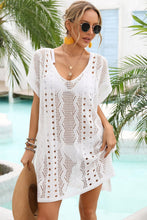 Load image into Gallery viewer, Openwork Plunge Dolman Sleeve Cover-Up Dress