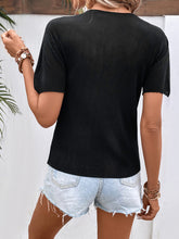 Load image into Gallery viewer, Ribbed Round Neck Short Sleeve T-Shirt