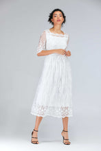 Load image into Gallery viewer, Scalloped Lace Half Sleeve Midi Dress
