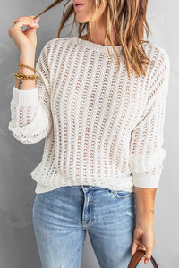 Dropped Shoulder Openwork Sweater