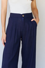 Load image into Gallery viewer, In The Mix Full Size Pleated Detail Linen Pants in Dark Navy