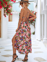 Load image into Gallery viewer, Floral Crisscross Backless Split Dress