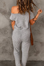 Load image into Gallery viewer, One-Shoulder Drawstring Jumpsuit with Pockets