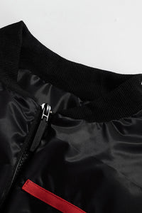 Contrast Trim Zip-Up Cropped Puffer Jacket