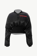 Load image into Gallery viewer, Contrast Trim Zip-Up Cropped Puffer Jacket