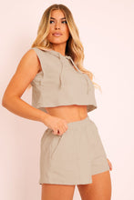 Load image into Gallery viewer, Hooded Crop Top &amp; Pocketed Shorts Set