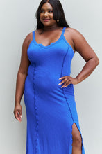 Load image into Gallery viewer, Look At Me Full Size Notch Neck Maxi Dress with Slit in Cobalt Blue