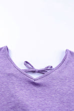 Load image into Gallery viewer, Full Size Tie-Back V-Neck Dropped Shoulder Top