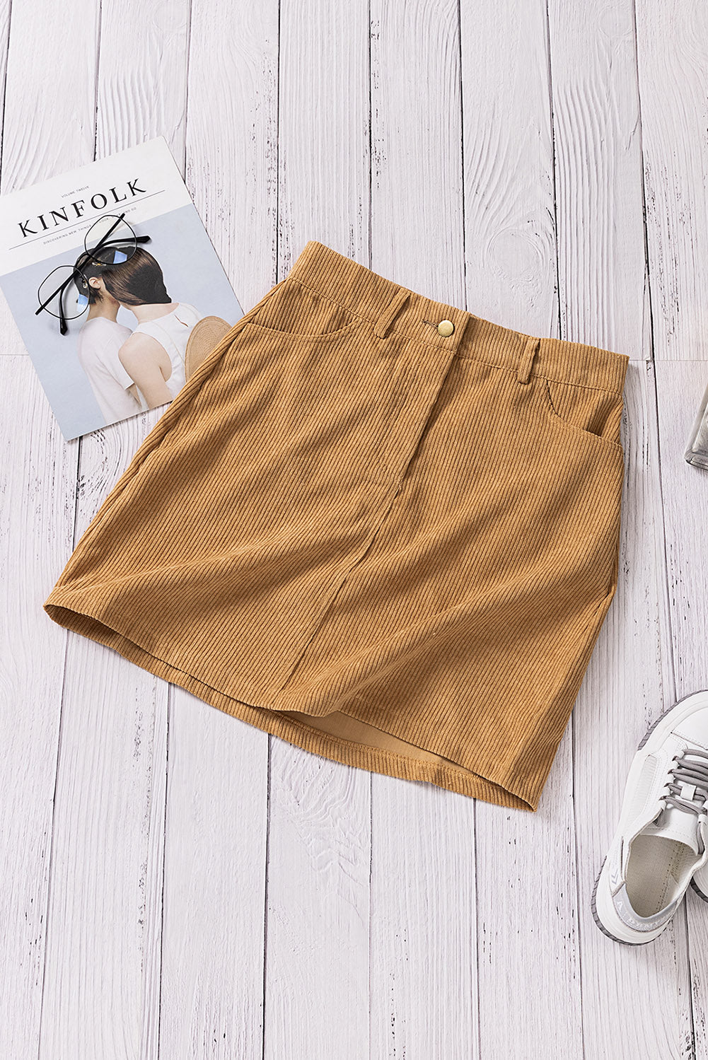 Corduroy Mini Skirt with Pockets