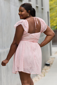 Full Size Short Sleeve Lace Woven Mini Dress