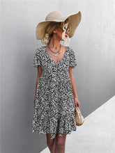 Load image into Gallery viewer, Floral Buttoned V-Neck Flutter Sleeve Dress
