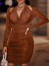Load image into Gallery viewer, Halter Neck Ruched Bodycon Dress