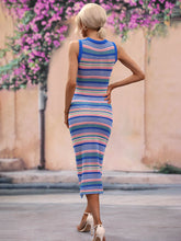 Load image into Gallery viewer, Striped Round Neck Sleeveless Midi Cover Up Dress