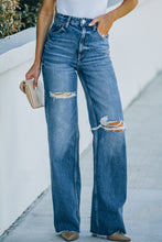Load image into Gallery viewer, High-Rise Distressed Raw Hem Jeans