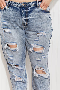 Taylor Full Size High Rise Distressed Mom Jeans