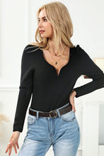 Load image into Gallery viewer, Notched Neck Puff Sleeve Bodysuit