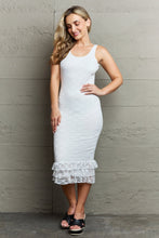 Load image into Gallery viewer, No Doubts Sleeveless Bodycon Ruffle Midi Dress