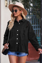 Load image into Gallery viewer, Distressed Fringe Trim Button Up Jacket