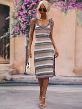 Load image into Gallery viewer, Striped Tie Shoulder Split Cover Up Dress