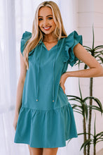 Load image into Gallery viewer, Ruffle Shoulder Tie-Neck Tiered Dress