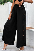 Load image into Gallery viewer, Button Detail Elastic Waist Wide Leg Pants