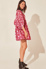 Load image into Gallery viewer, Floral Tie Neck Lantern Sleeve Dress