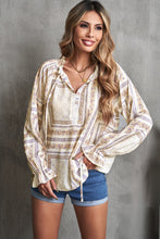 Load image into Gallery viewer, Printed Flounce Sleeve Ruffled Neck Blouse