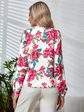 Load image into Gallery viewer, Printed Tie Neck Long Sleeve Blouse