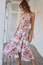 Load image into Gallery viewer, Floral Tie Belt Sleeveless Dress