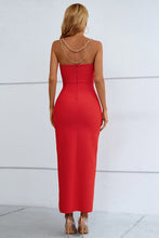 Load image into Gallery viewer, Chain Detail Side Split Sweetheart Neck Maxi Dress