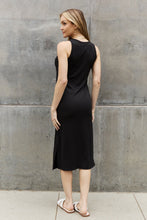 Load image into Gallery viewer, Ribbed Knit Sleeveless Midi Dress in Black
