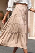 Load image into Gallery viewer, Elastic Waist Tiered Midi Skirt